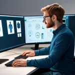 A professional animator, fully clothed in appropriate, modest work attire, is focused at a computer workstation in a clean, modern animation studio. The screen displays a vibrant, family-friendly animated character model, mid-pose. The scene highlights creativity and technical precision in animation production. Safe for work, appropriate content, professional dress, perfect anatomy, correct proportions, well-formed hands, natural pose, professional photography, high quality.