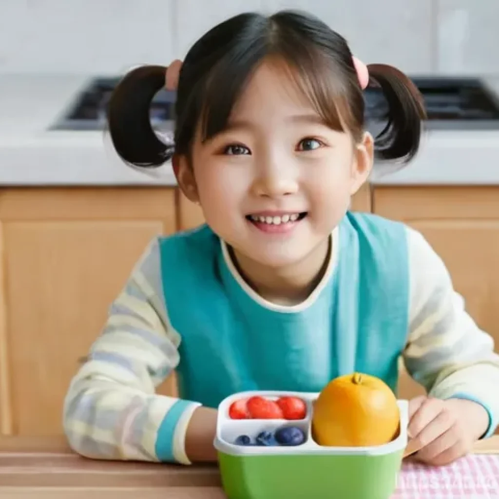 콩순이 캐릭터와 한국 문화 - **Prompt 1: Kongsooni's Playful Morning**
"A cute, innocent 5-year-old Korean girl named Kongsoo...