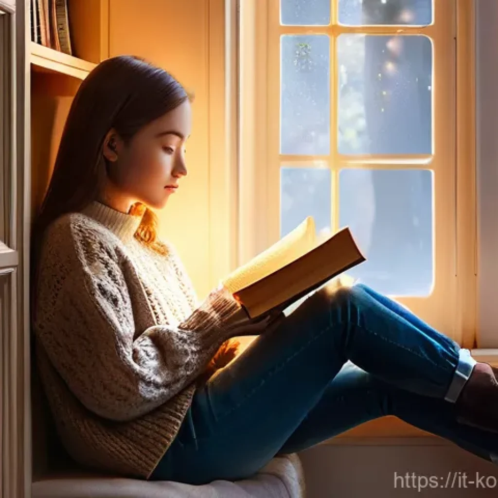 콩순이 캐릭터로 배우는 성격 유형 - **Prompt 1: The Reflective Seeker in a Cozy Nook**
    A young person, around 20 years old, with a s...