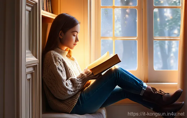 콩순이 캐릭터로 배우는 성격 유형 - **Prompt 1: The Reflective Seeker in a Cozy Nook**
    A young person, around 20 years old, with a s...