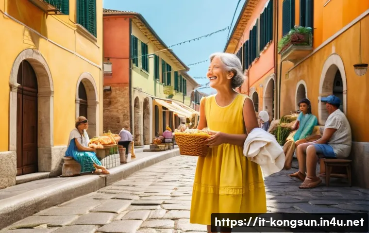 콩순이의 인기 원인 분석 - **Prompt:** A sun-drenched scene in a bustling Italian piazza. Kongsuni, depicted as a cheerful 6-ye...