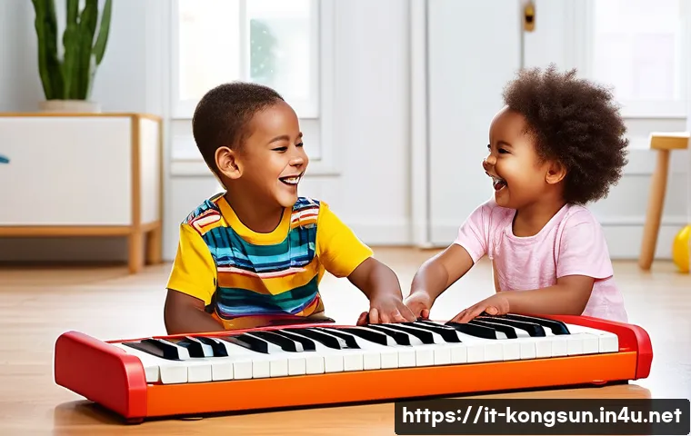 콩순이 배경 음악 - **"A vibrant and cheerful scene featuring three diverse children, aged 3-5, dressed in bright, comfo...