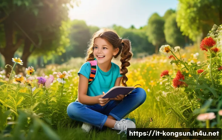 콩순이 애니메이션 줄거리 리뷰 - A lively young girl with bright eyes and curly brown hair tied in playful pigtails, wearing colorful...