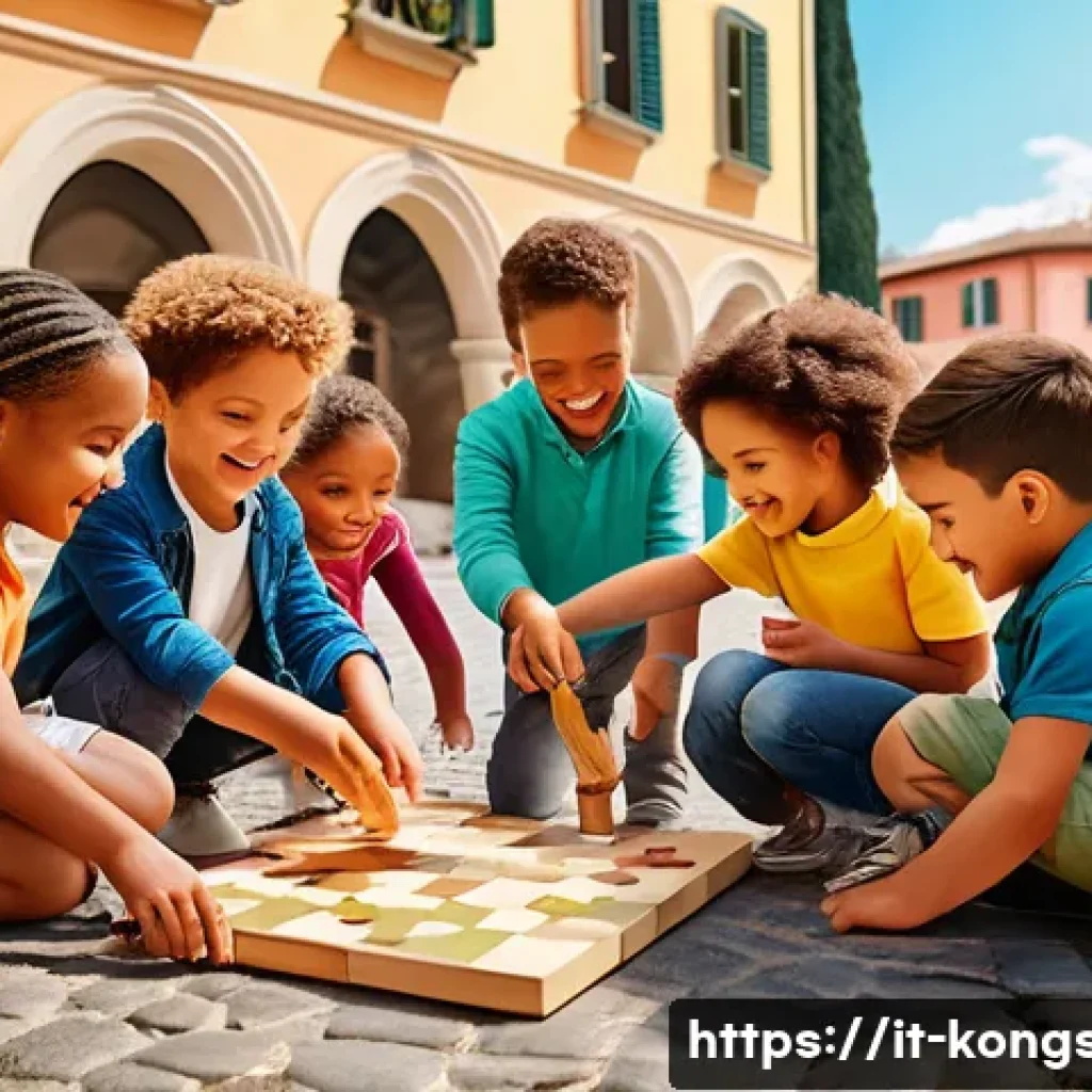 콩순이 에피소드 줄거리 - A vibrant, colorful scene depicting a group of diverse preschool children playing and collaborating ...