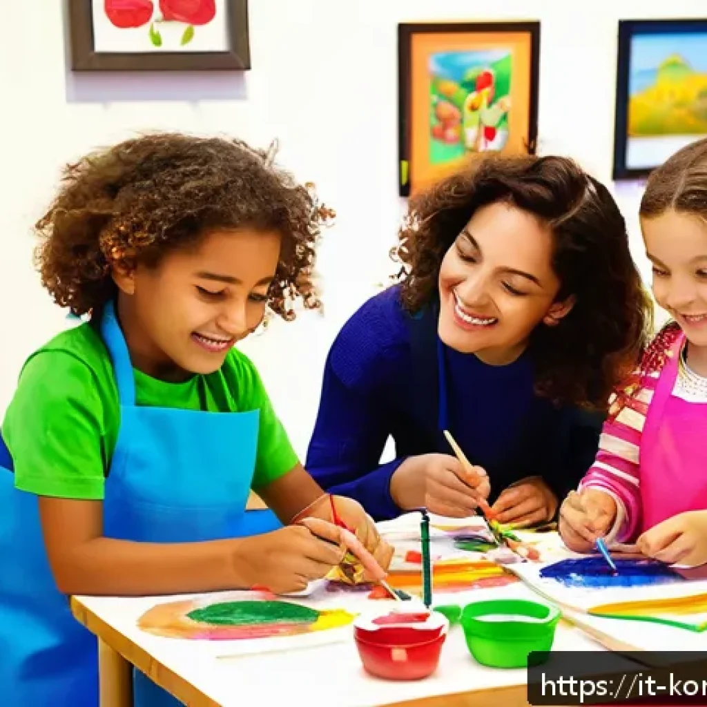콩순이 특별 이벤트 - A vibrant family-friendly creative workshop scene set in a bright community center in Italy, featuri...
