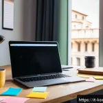 콩순이 콘텐츠 크리에이터 지원 - A modern content creator workspace in a bright Italian apartment, featuring a young adult sitting at...