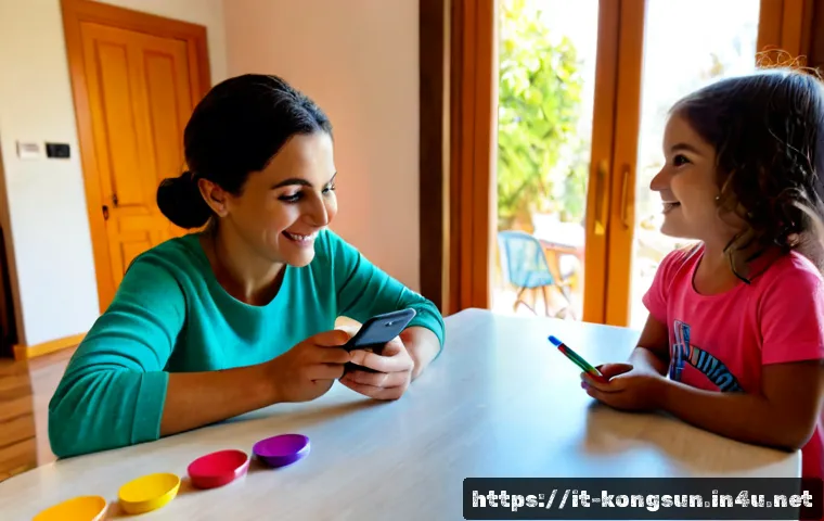 Home 17 콩순이 이벤트 참가 방법 - Photorealistic Italian family at a bright home kitchen table, mother helping her cheerful preschool ...